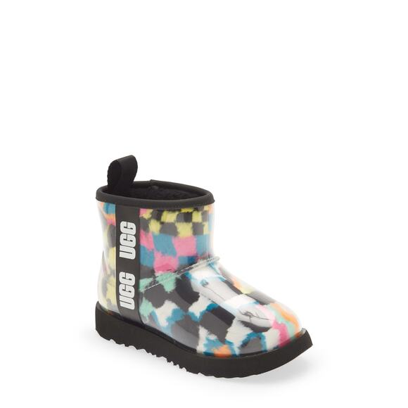 Ugg Kids Classic Clear Checkerboard Waterproof Boot - 10 M Black Multi - Picture 1 of 5